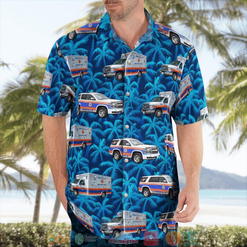 NEW Commack Volunteer Ambulance Corps New York Fleet Aloha Shirt word1