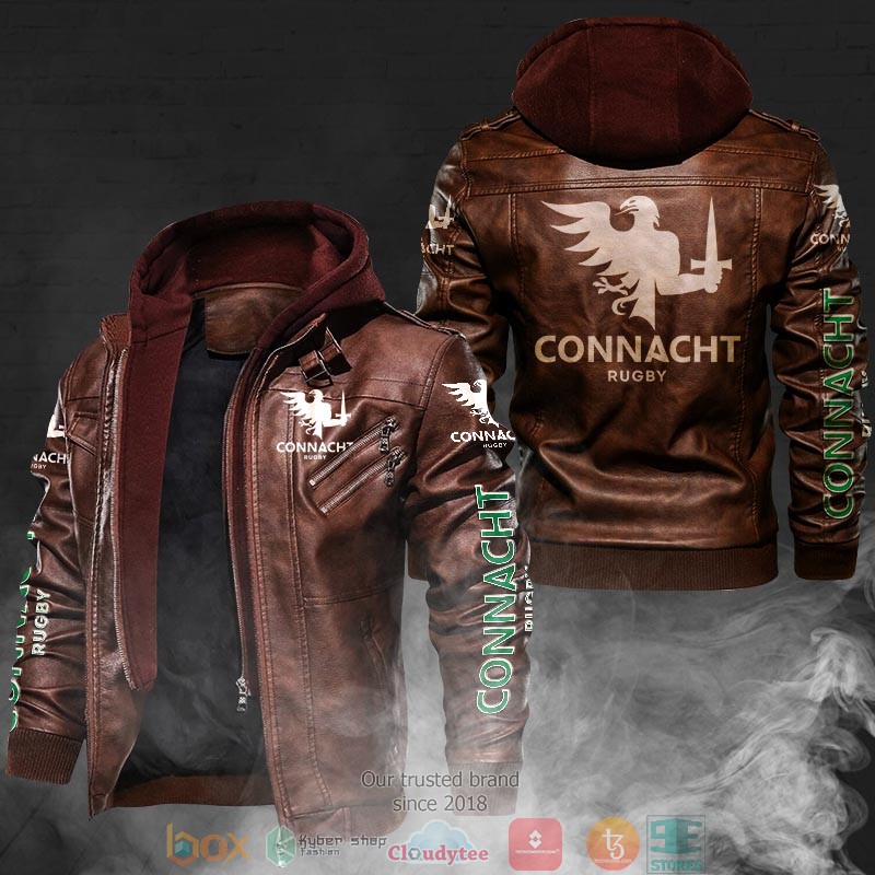 NEW Connacht Rugby PU Leather Jacket word1