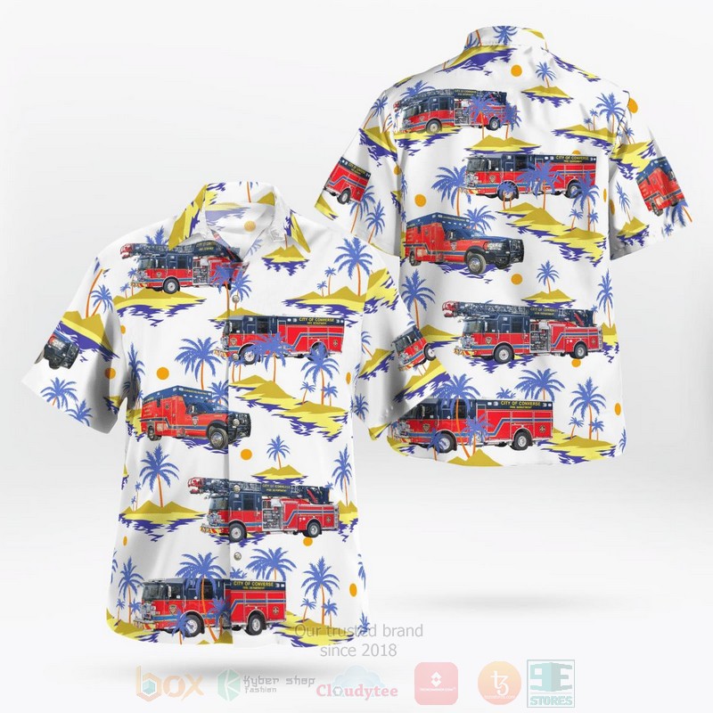 BEST Converse, Texas, City of Converse Fire & EMS 3D Aloha Shirt word1