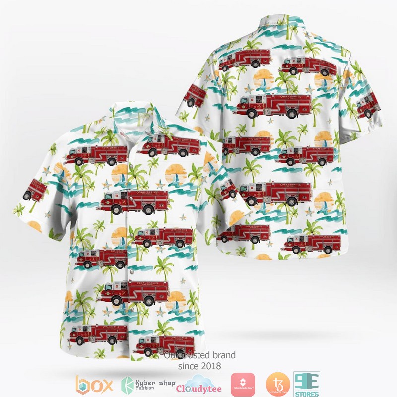 Coral Gables Florida Coral Gables Fire and Rescue Department Hawaiian Shirt word3