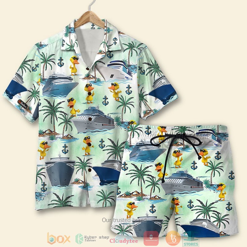 HOT Cruising Duck Palm Tree Pattern Hawaii Shirt, shorts word2