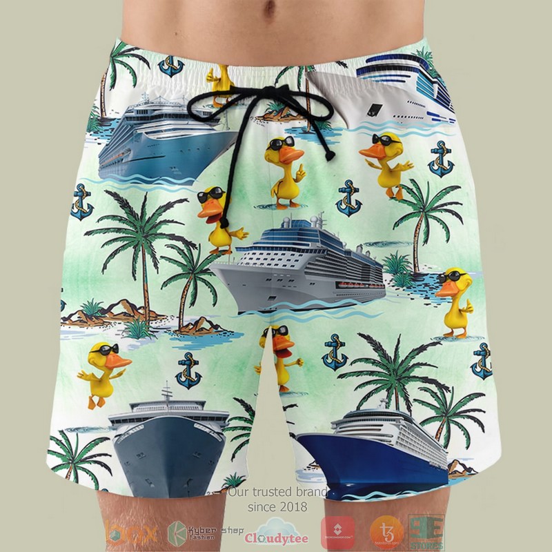 HOT Cruising Duck Palm Tree Pattern Hawaii Shirt, shorts word3
