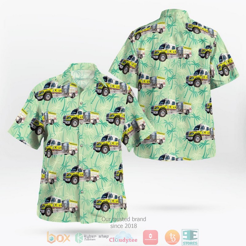 NEW Cumberland Volunteer Fire Department British Columbia Canada Pumper Aloha Shirt word3