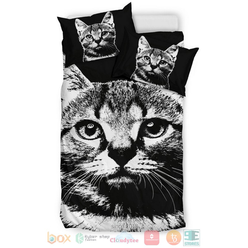 Cute Cat 3D Printed black Bedding Sets 1