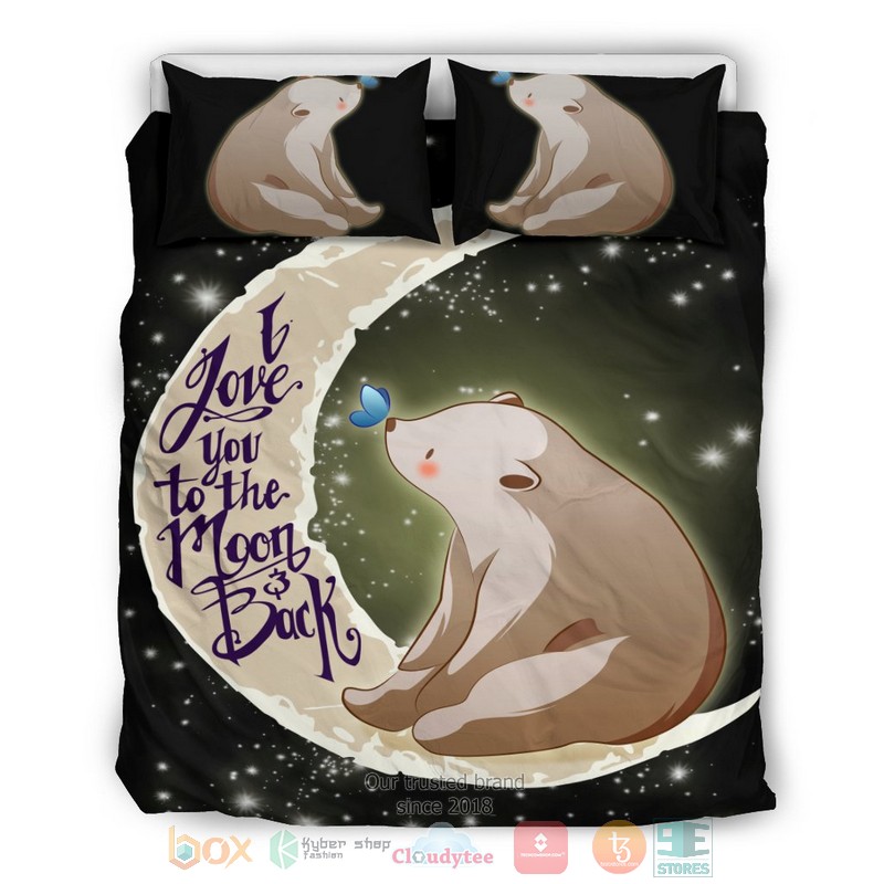 Cute Polar Bear I love you to the moon & back Bedding Sets word2