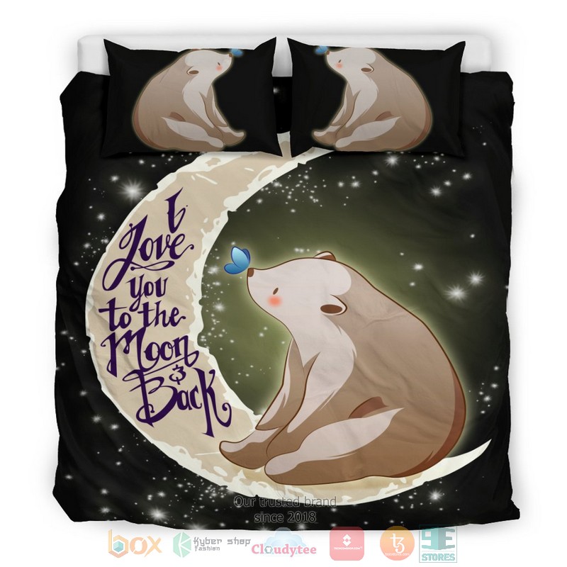 Cute Polar Bear I love you to the moon & back Bedding Sets word2