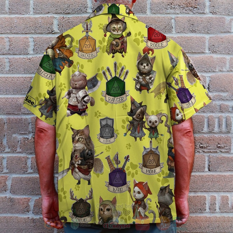 BEST D & D, for Game Lovers, D & D Cat Character Pattern Aloha Hawaiian Shirt, Short word3