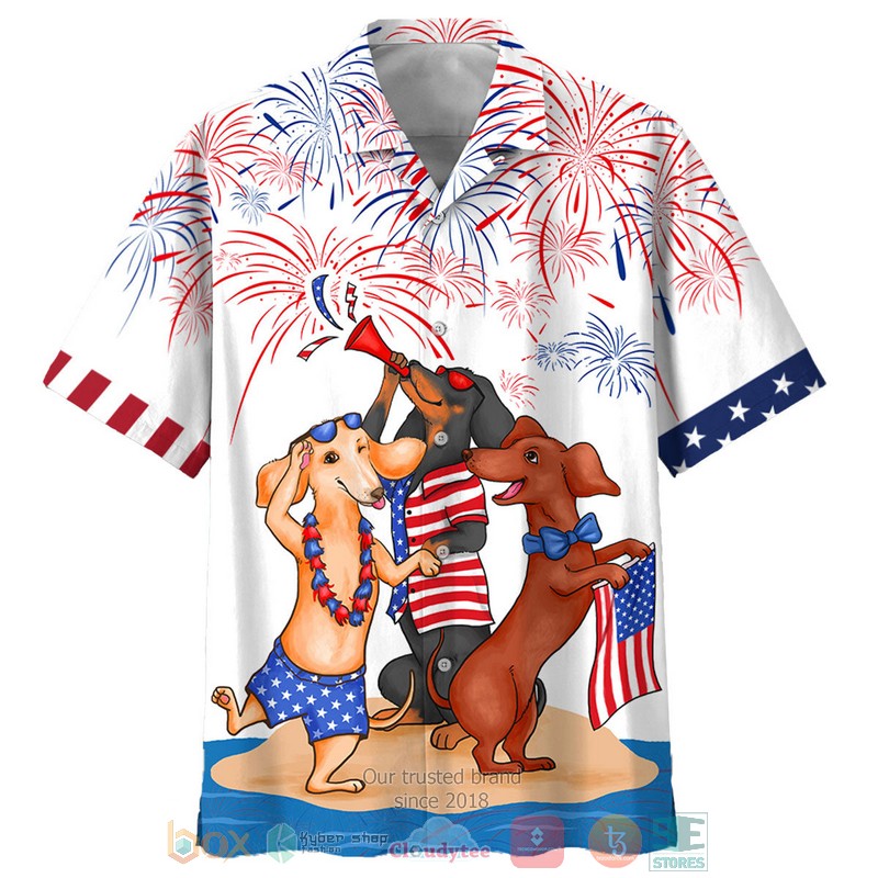 New Dachshund Independence Day Is Coming White Hawaii Shirt, Shorts Word3