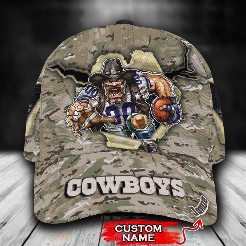 BEST Dallas Cowboys Camo Mascot NFL Team Custom Name 3D Cap word3