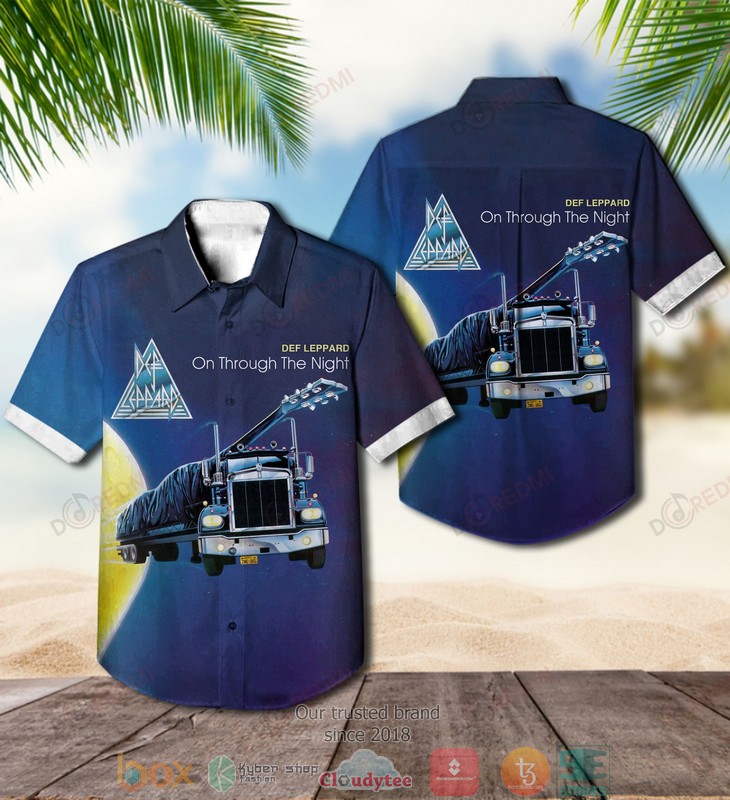 Def Leppard On Through the Night Short Sleeve Hawaiian Shirt word1