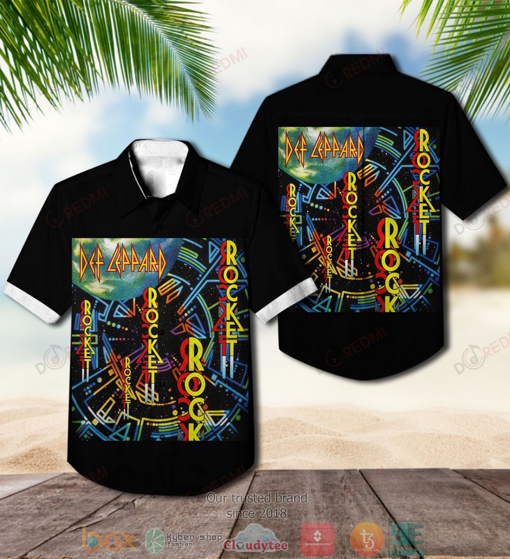 Def Leppard Rocket Short Sleeve Hawaiian Shirt word2