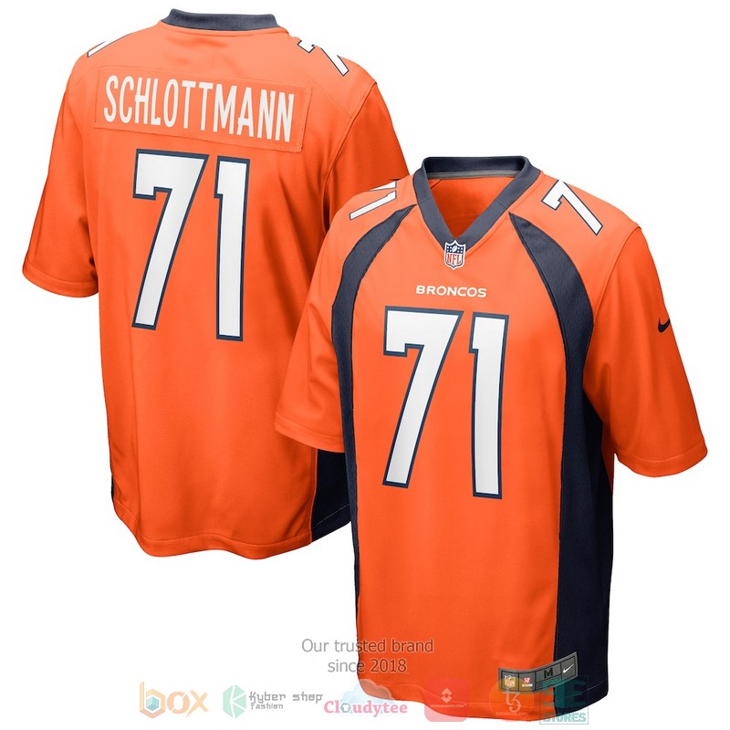 NEW Denver Broncos 71 Austin Schlottmann Orange Football Jersey word2