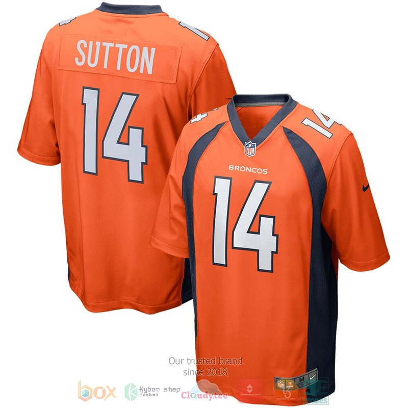 NEW Denver Broncos Courtland Sutton Orange Game Player Football Jersey word2