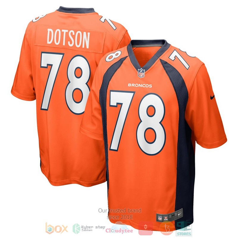 NEW Denver Broncos Demar Dotson Orange Football Jersey