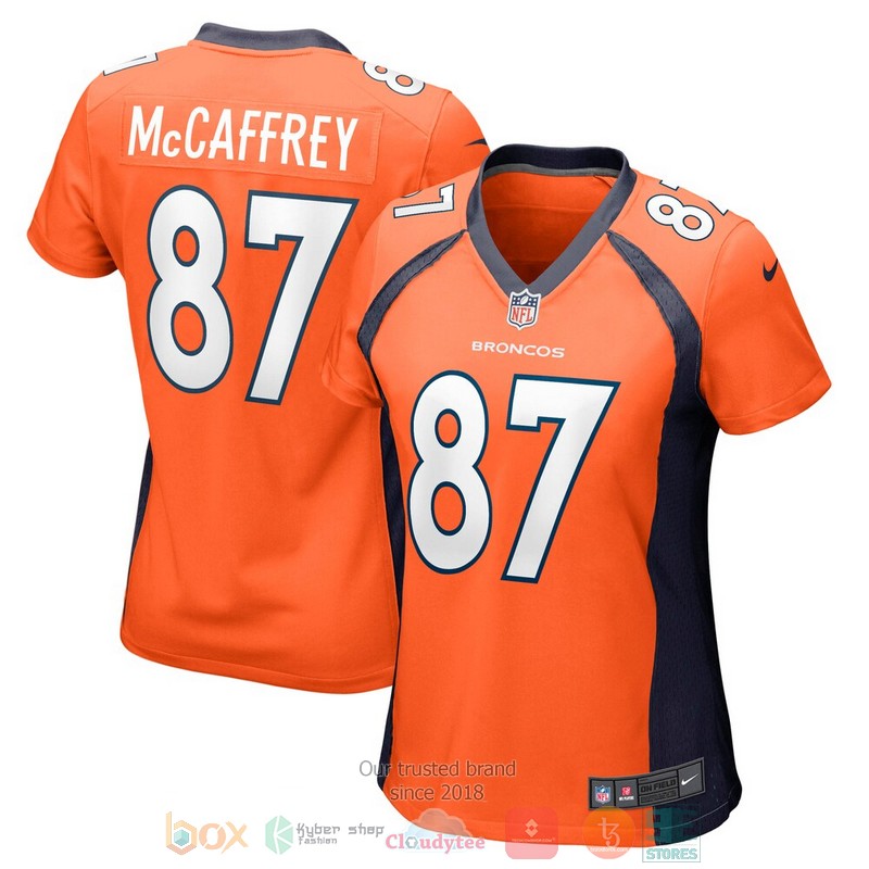 NEW Denver Broncos Ed McCaffrey Orange Game Retired Player Football Jersey word2