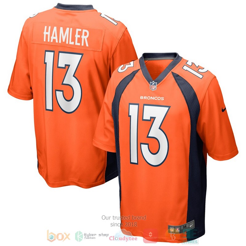 NEW Denver Broncos K.J. Hamler Orange Football Jersey word2