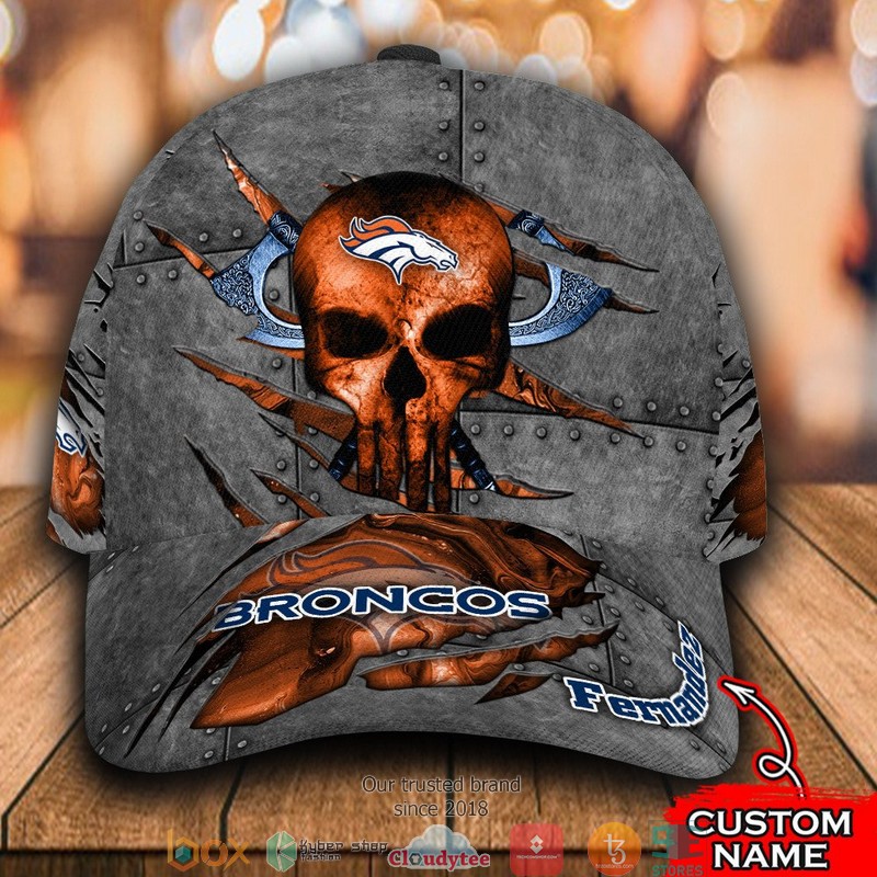 Denver Broncos Skull NFL Custom Name Cap word1