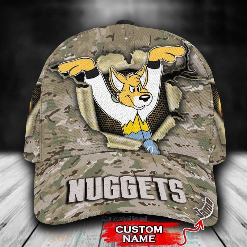 BEST Denver Nuggets Camo Mascot NBA Team Custom Name 3D Cap word1