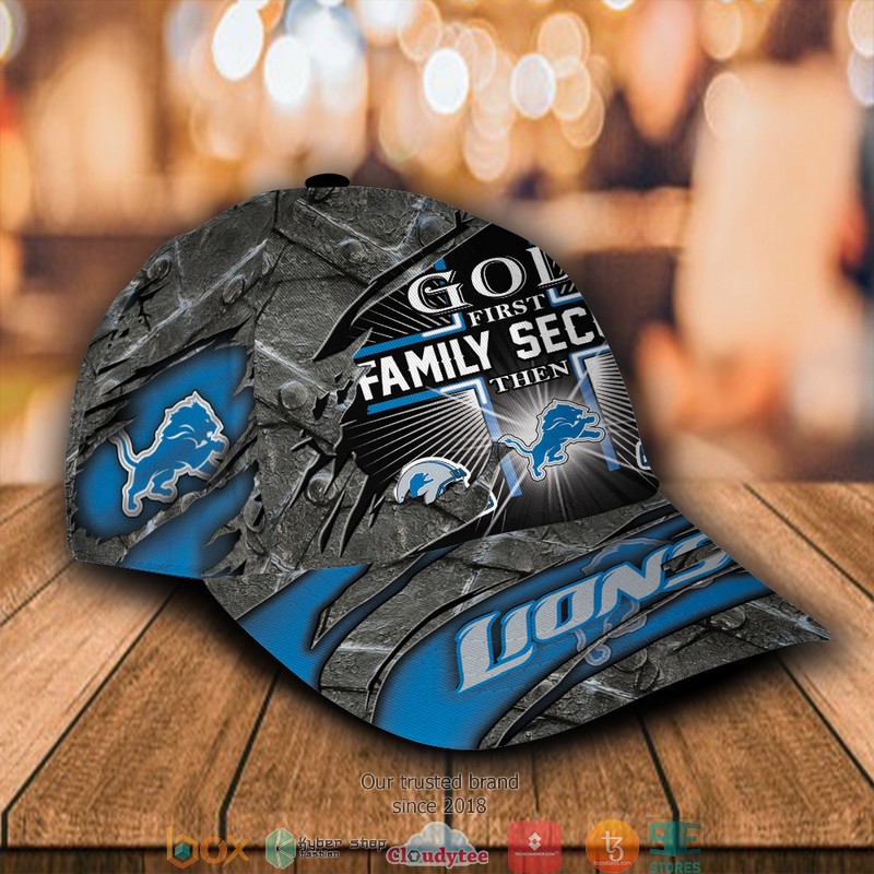 Detroit Lions Luxury NFL God first family second then Custom Name Cap word2