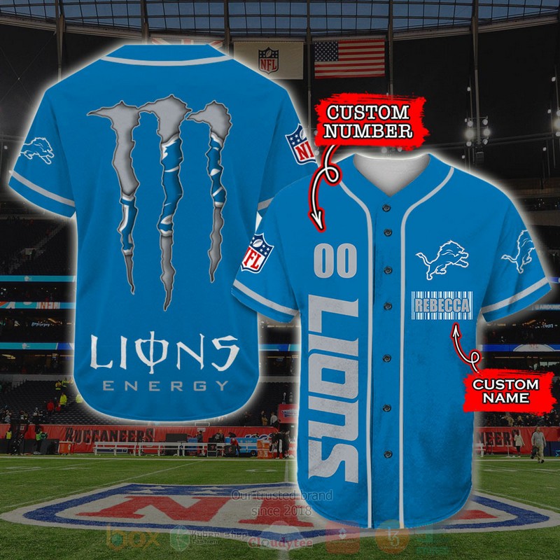 BEST Detroit Lions, Monster Energy Custom AOP Baseball Jersey word2