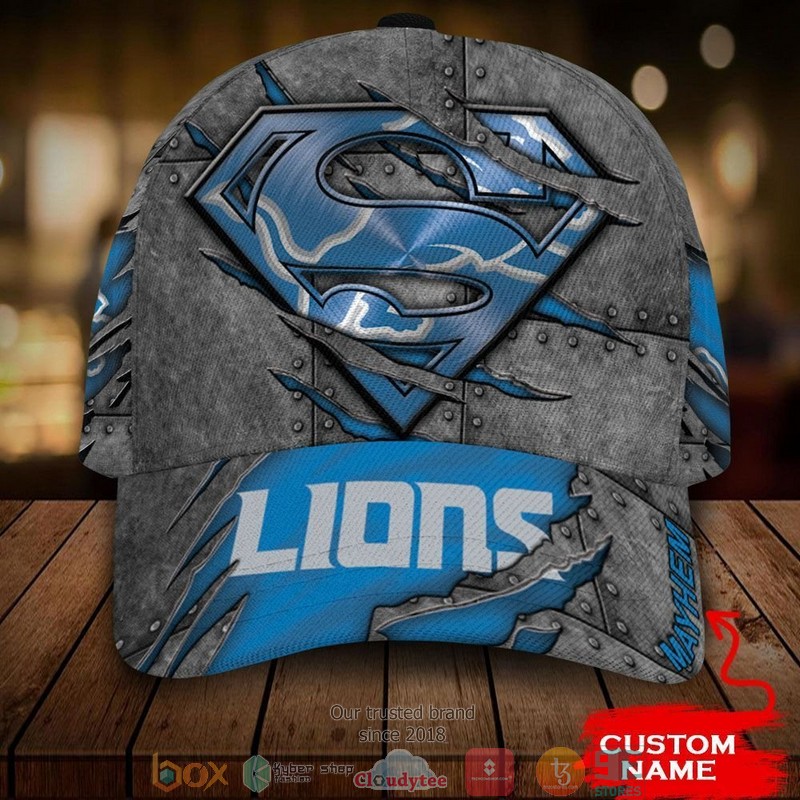 Detroit Lions NFL Superman Custom Name Cap 9 Detroit Lions NFL Superman Custom Name Cap word2