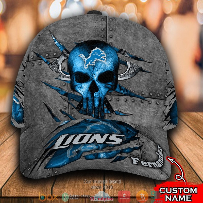 Detroit Lions Skull NFL Custom Name Cap word1