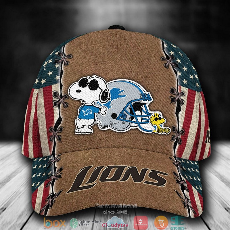 Detroit Lions Snoopy NFL Custom Name Cap word2