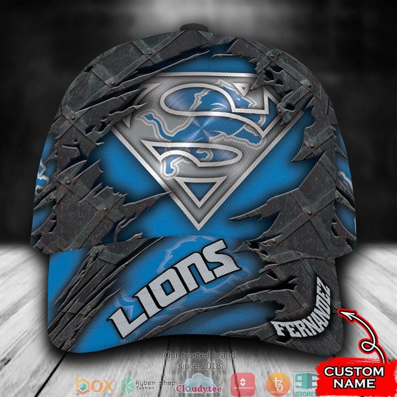 Detroit Lions Superman NFL Custom Name Cap word3
