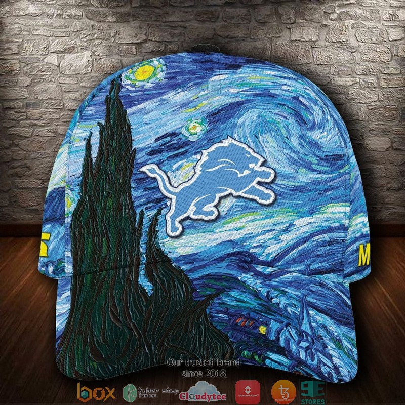 Detroit Lions Van Gogh NFL Custom Name Cap word2