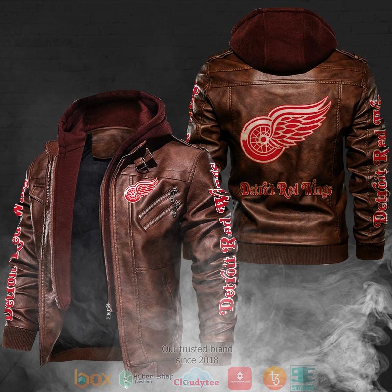 NEW Detroit Red Wings PU Leather Jacket 5 NEW Detroit Red Wings PU Leather Jacket word2