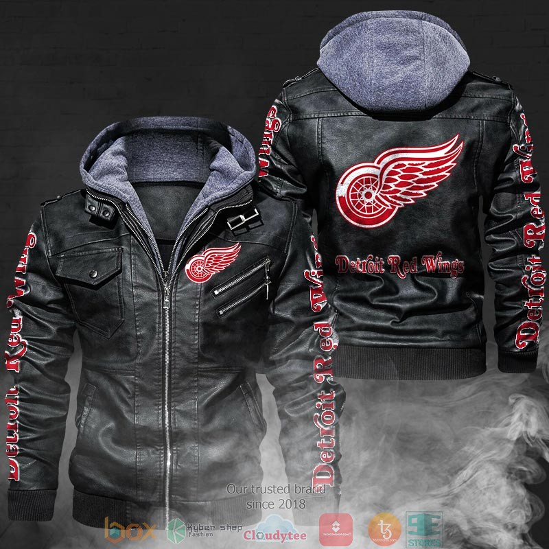 NEW Detroit Red Wings PU Leather Jacket 2 NEW Detroit Red Wings PU Leather Jacket word3