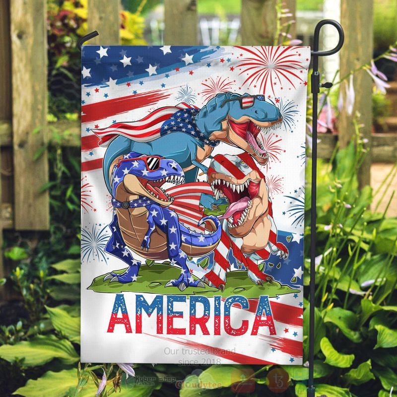 BEST Dinosaur America Independence Day All Over Print Flag