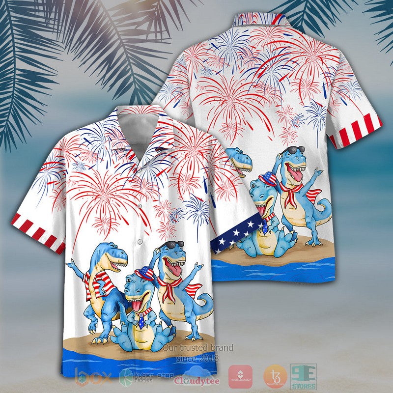 NEW Dinosaur Independence Day Is Coming Hawaii Shirt, Shorts word3