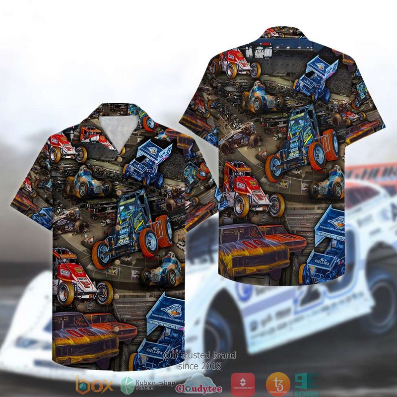Dirt Track Racing Hawaiian shirt word2