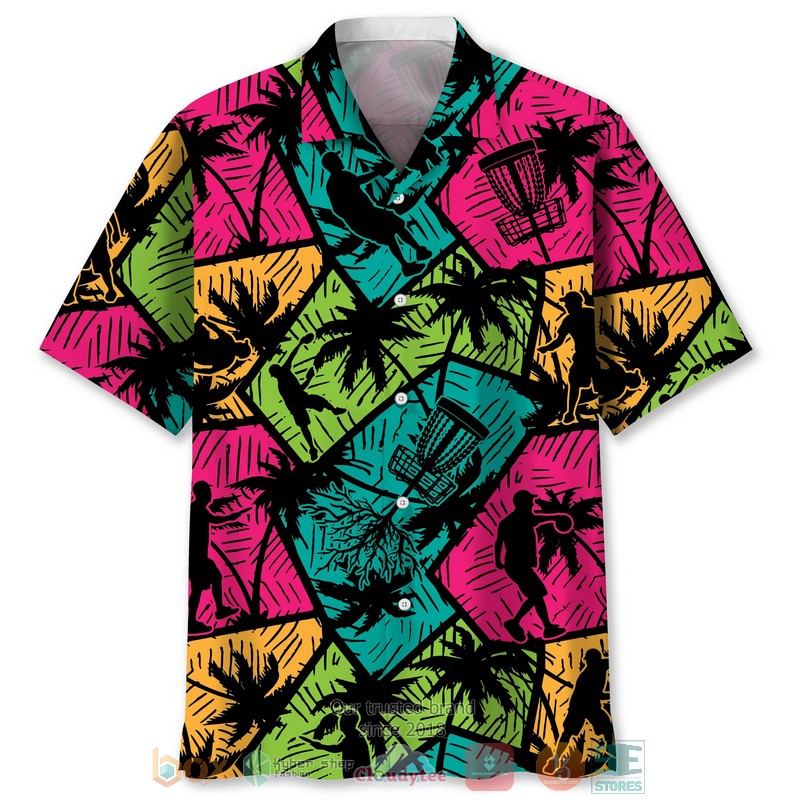 NEW Disc Golf palm tree Colorfull Hawaiian Shirt 7