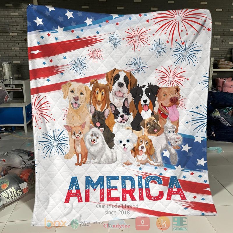 HOT Dog America Independence Day Blanket Quilt word3