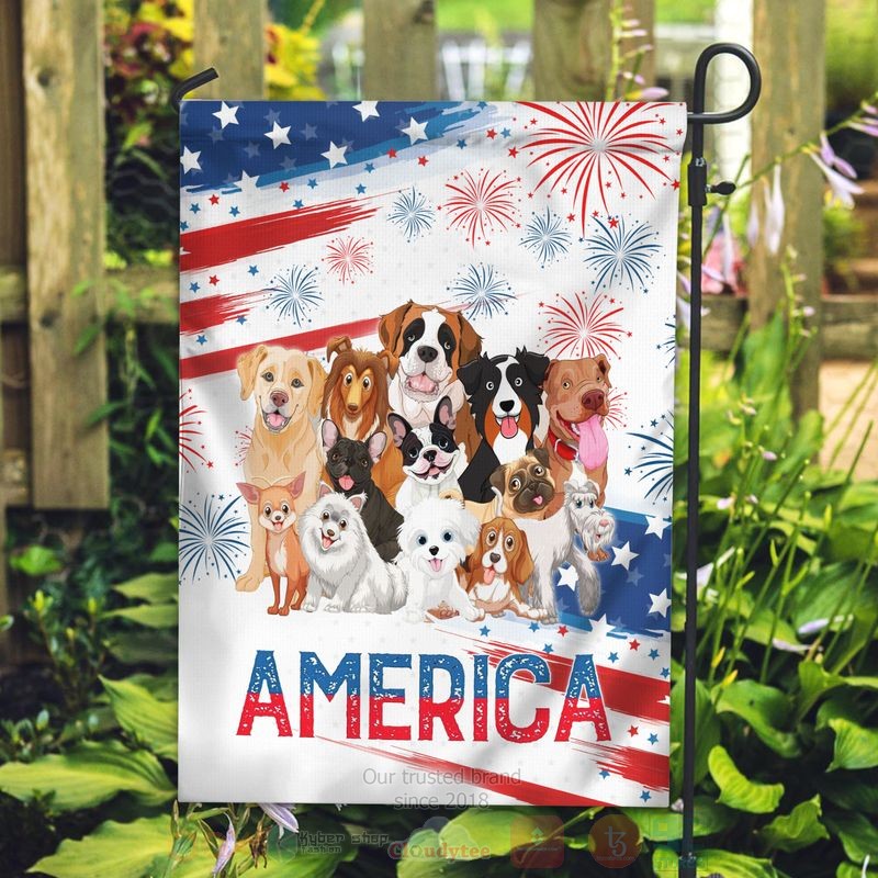 BEST Dogs America Independence Day All Over Print Flag