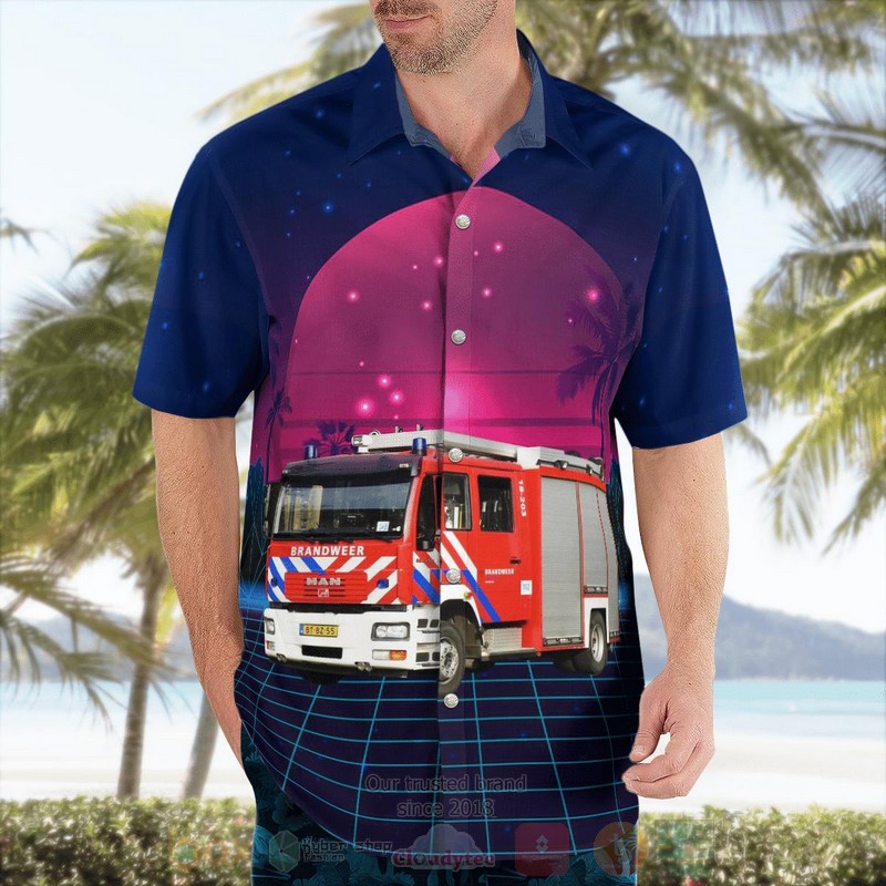 BEST Dordrecht, Netherlands, Brandweer Zuid-Holland Zuid 3D Aloha Shirt word2