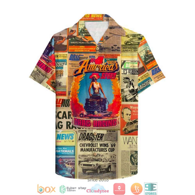 Drag Racing Newspaper Hawaiian shirt word2
