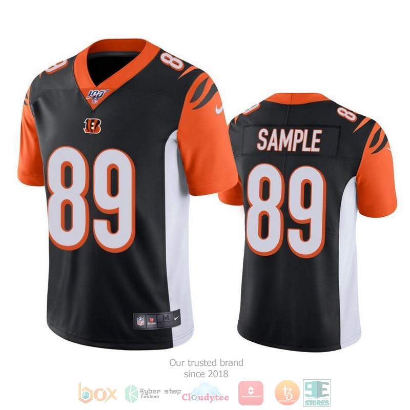 NEW Drew Sample Cincinnati Bengals 100th Season Black Football Jersey word3