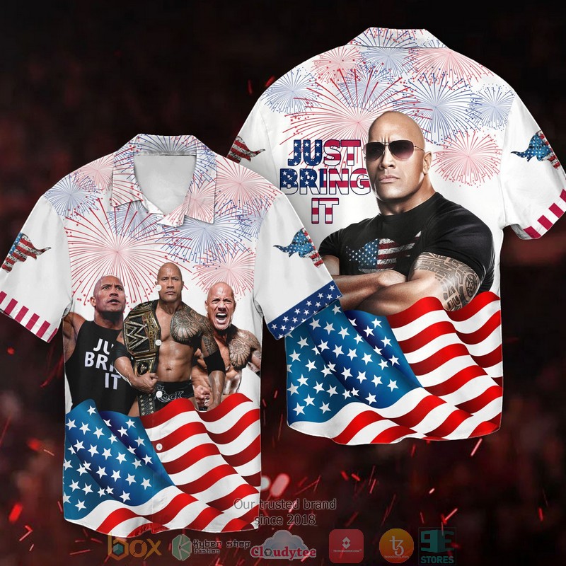 Dwayne The Rock Johnson Just Bring It Independence day Hawaiian Shirt word3