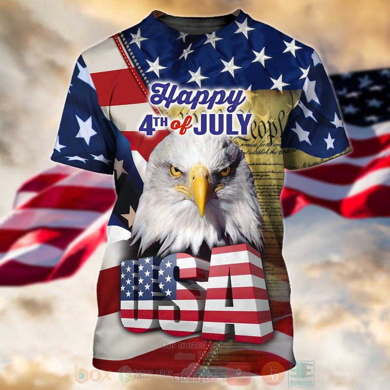 BEST Eagle American Flag Happy 4th of July 3D Printing T-Shirt word1
