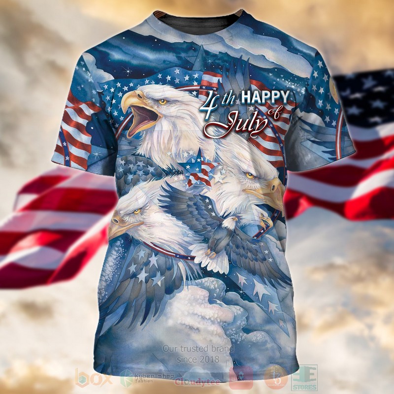 BEST Eagle Happy 4th of July 3D Printing T-Shirt 1 BEST Eagle Happy 4th of July 3D Printing T-Shirt word2