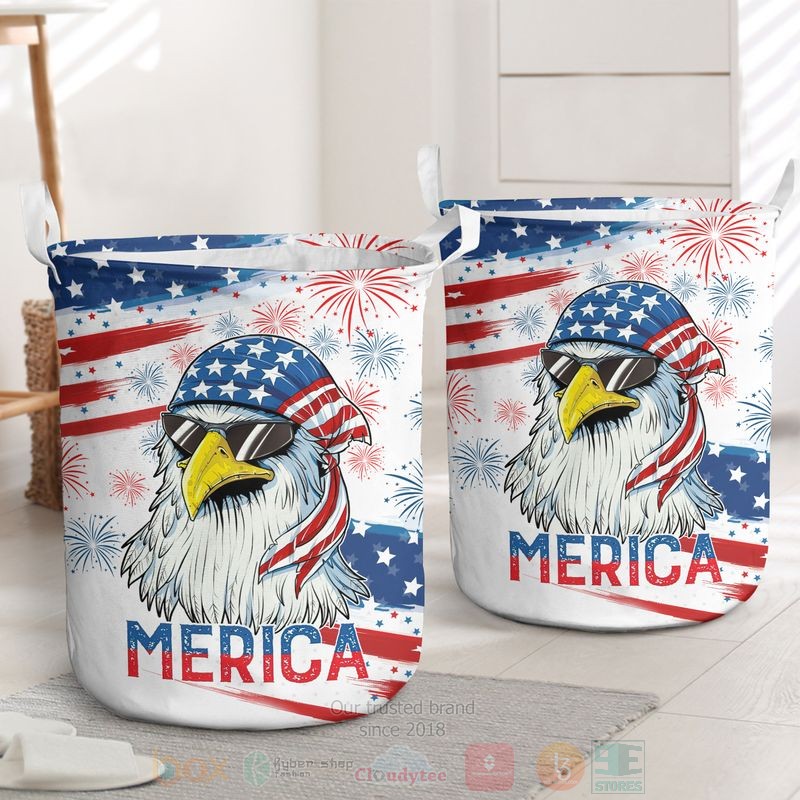 BEST Eagle Merica Independence Day Firework Clothes Basket word3