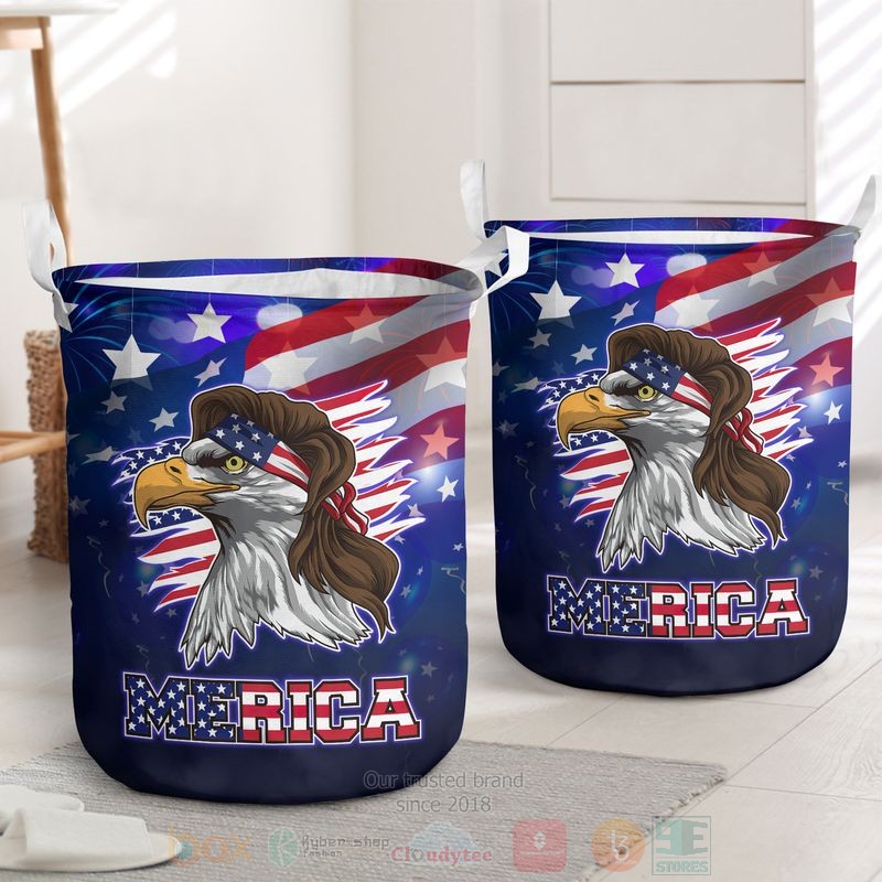 BEST Eagle Merica US Independence Day Clothes Basket word3