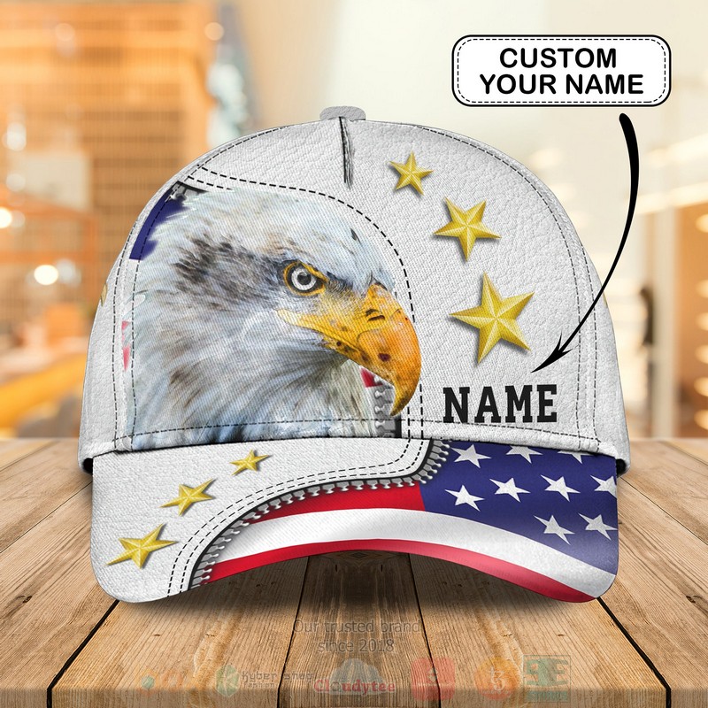 BEST Eagle The Legend White Custom Name Hat Cap word1