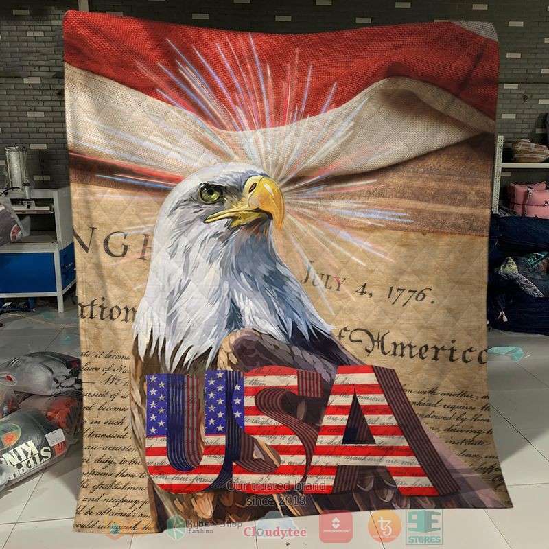 HOT Eagle USA Independence Day Blanket Quilt