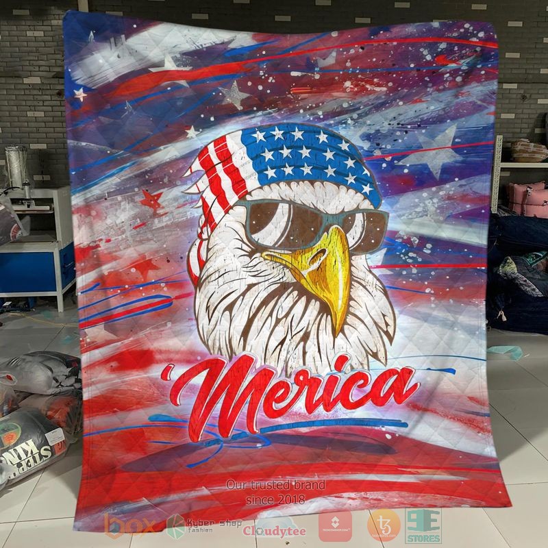 HOT Eagle United States Flag Art Blanket Quilt