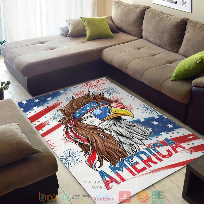 Eagle wearing glasses America Independence day Rug word1