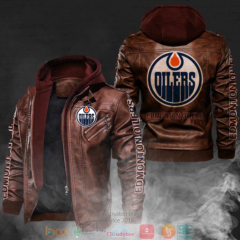 NEW Edmonton Oilers PU Leather Jacket 6 NEW Edmonton Oilers PU Leather Jacket word1